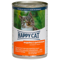 Happy Cat, влажный корм д/кошек (индейка/цыпленок в соусе)